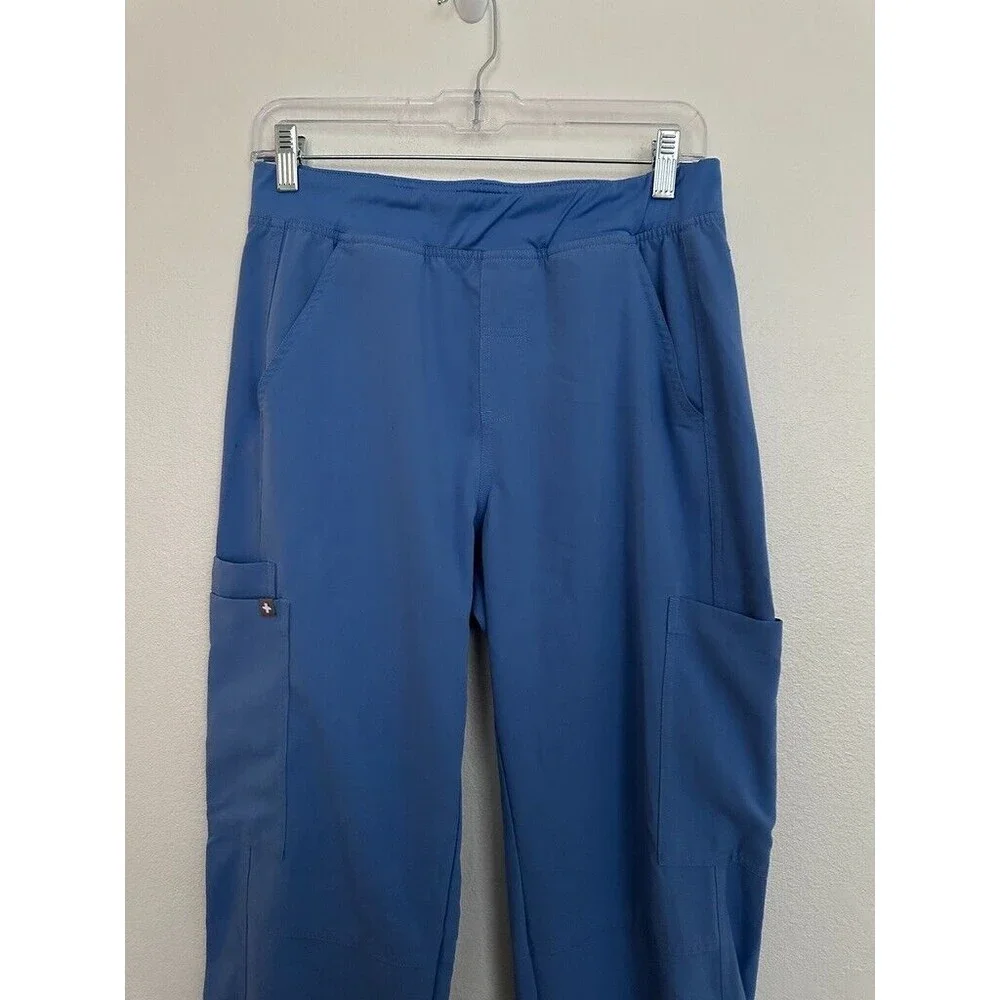FIGS Axim Cargo Scrub Pant Ceil Blue Straight Leg Medical Comfort Men's Small
